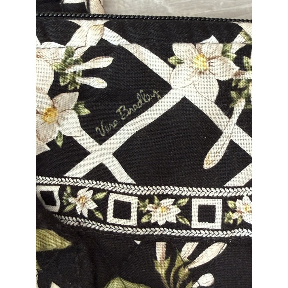 Retired Vera Bradley Black Jasmine Floral Quilted Medium Tote & Makeup Bag EUC - Picture 7 of 16